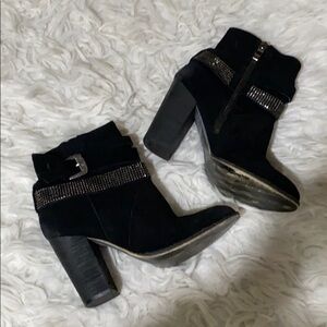 Nine West Zazax Black Suede Western Booties
